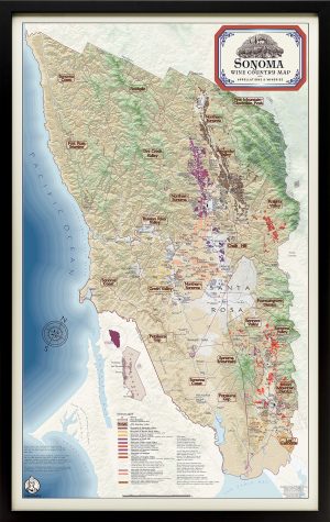 Sonoma Wine Country Map Framed
