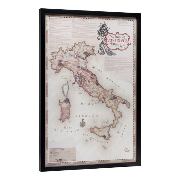 Wine of ages map framed
