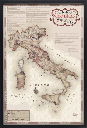 Italy Wine of Ages Map Framed