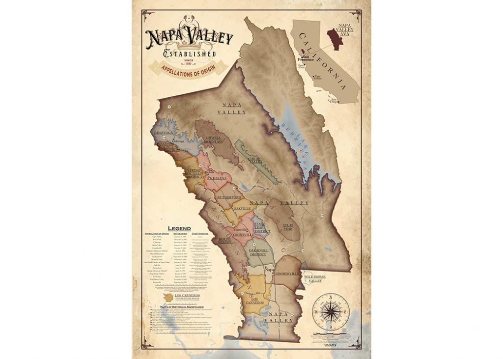 Napa Valley Vintage Map