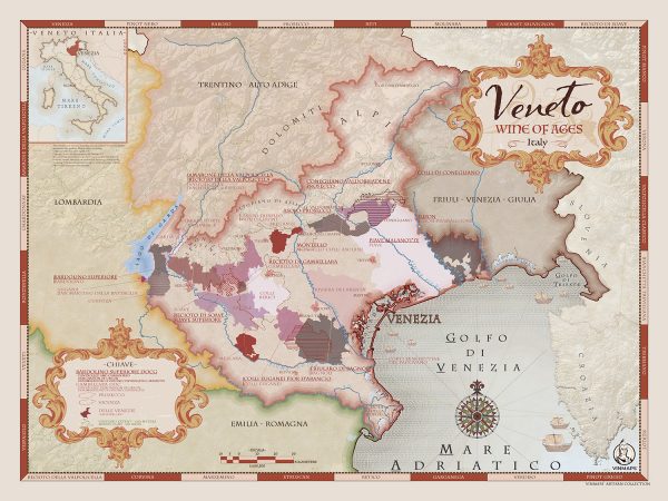 Veneto wine map art