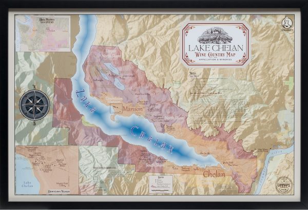Lake Chelan Wine Map Framed