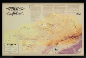 Kentucky Bourbon Map Framed