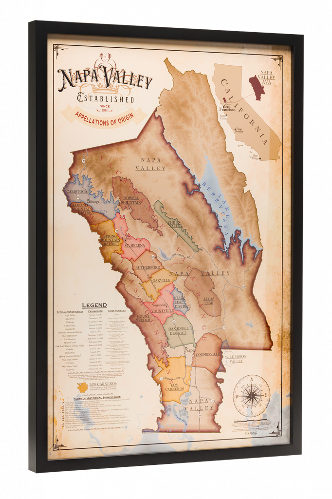 Napa Valley Established Appellations of Origin Map (Framed)