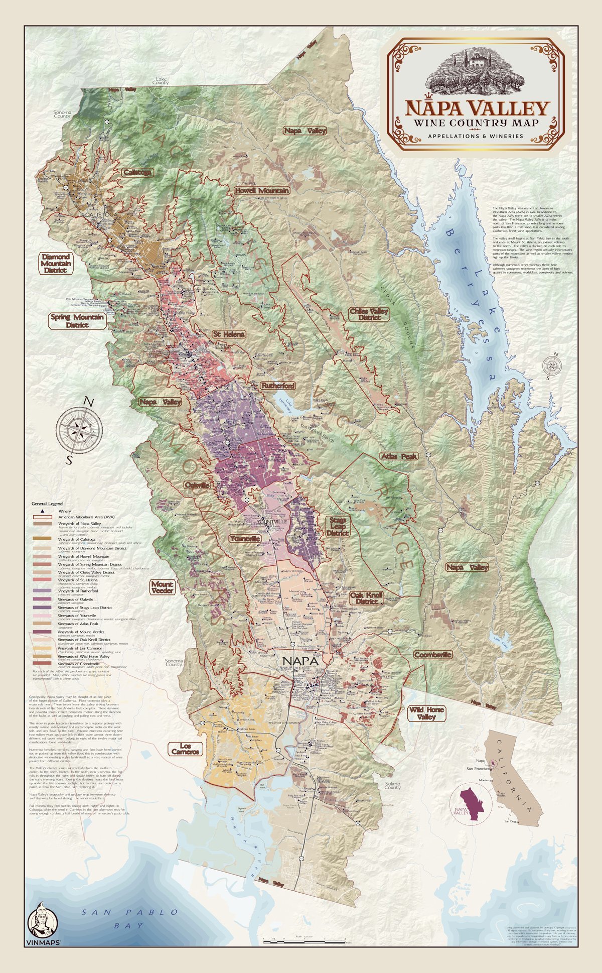 Napa Valley Vineyard Map Print