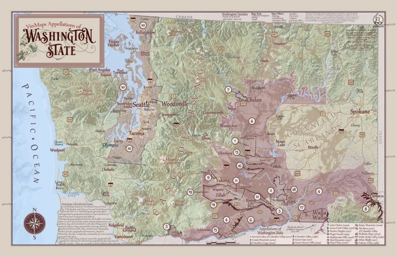 Washingtn State Wine Tasting Map