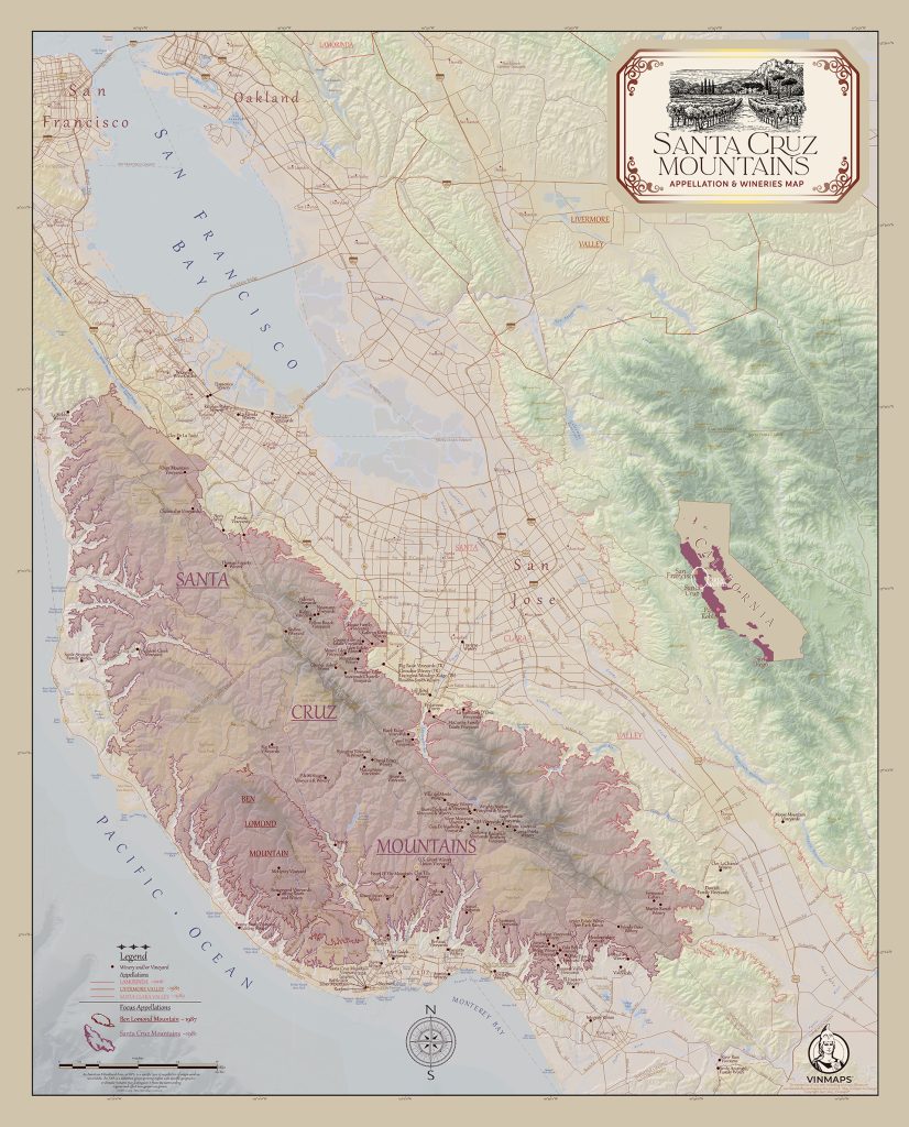 California Santa Cruz Mountains Appellation Wineries Map