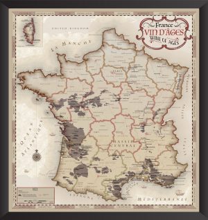 France Wine of Ages Map Framed